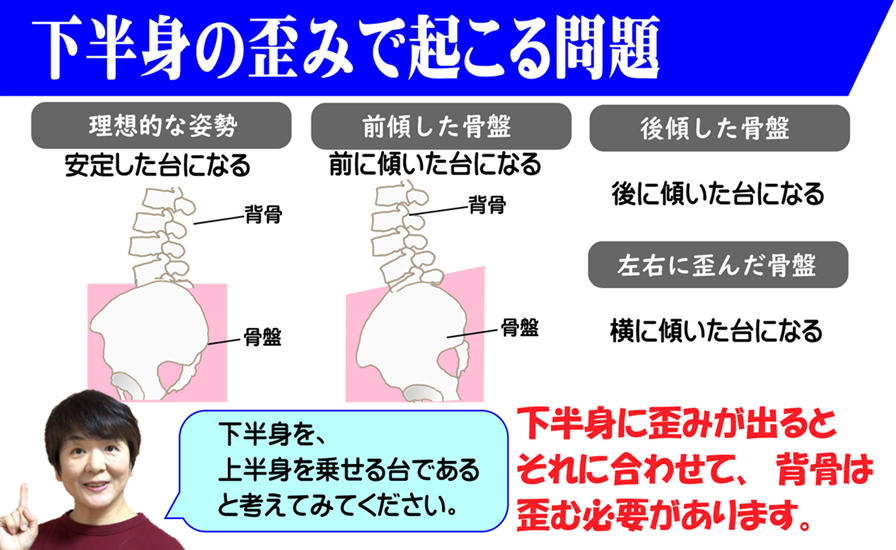 骨盤アライメントは、正しい姿勢を作るにため重要で、長く歩くためや脚関節が正常に働くための条件です